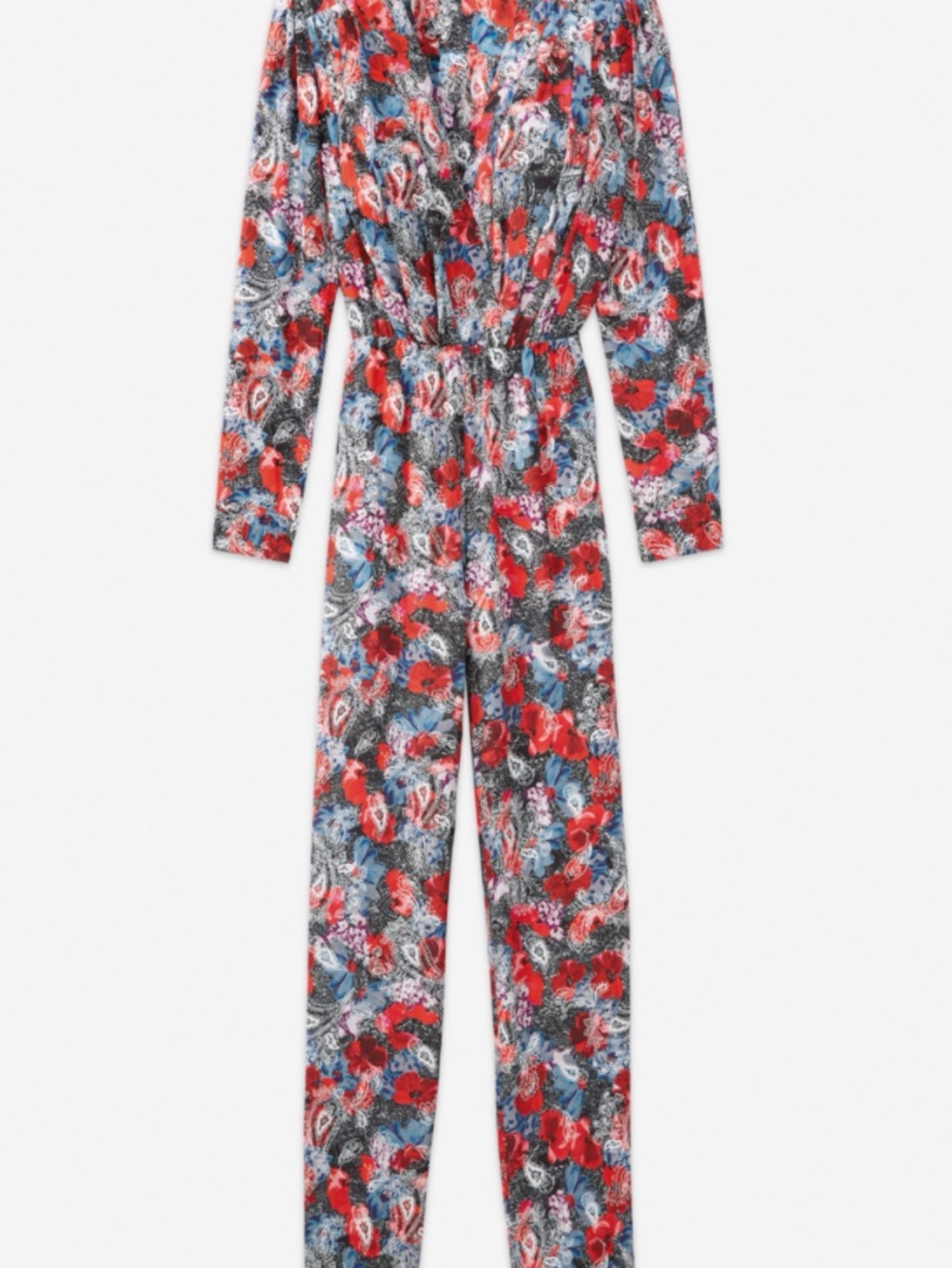 The Kooples Red and Blue Floral Wrap Jumpsuit size 1 - Picture 4 of 11